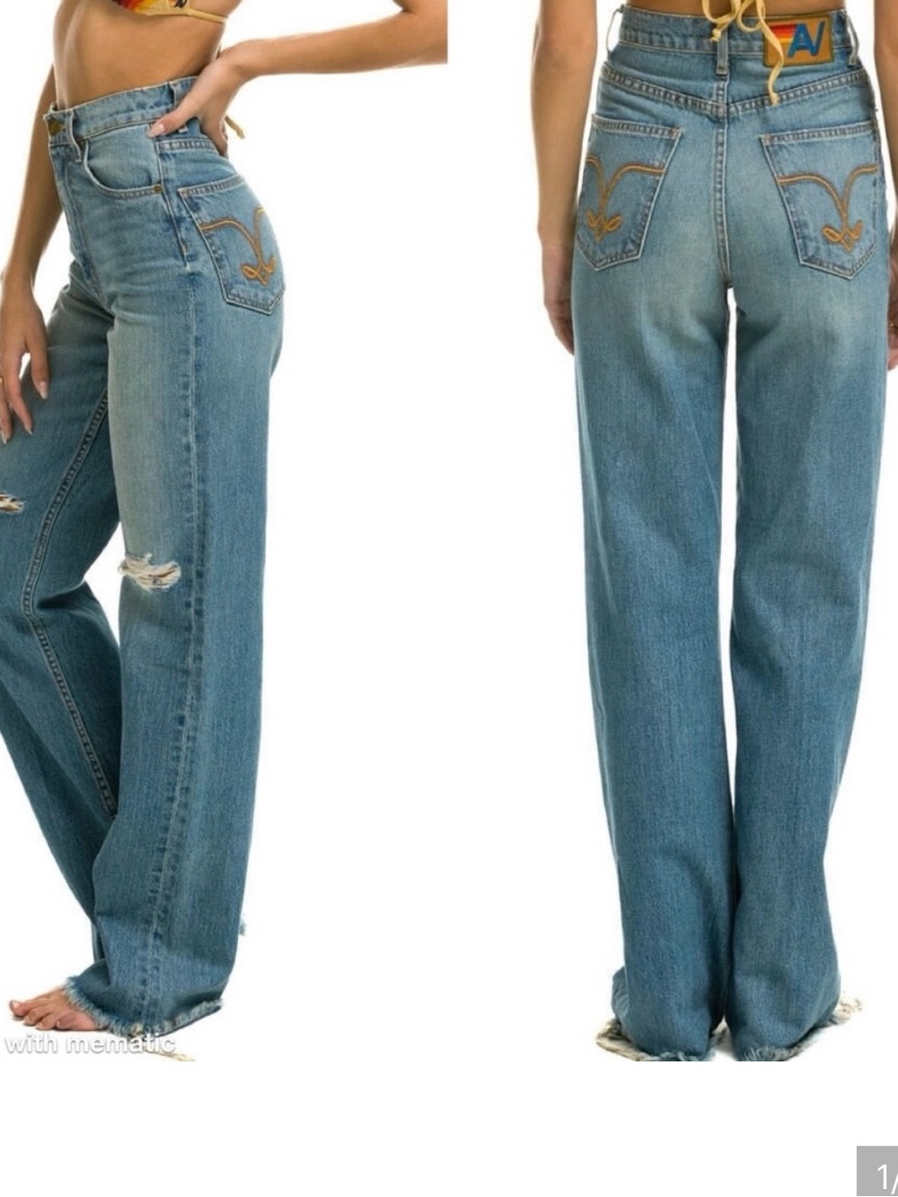 Aviator nation high rise wide leg gypsy Jean - vintage stone